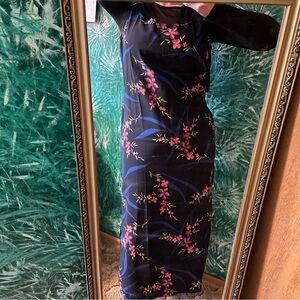 Nina Taylor Floral Navy Blue Sleeveless Dress